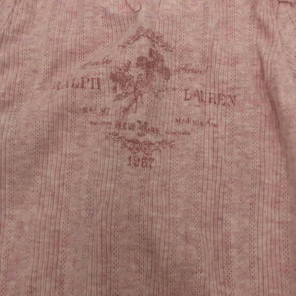 Ralph Lauren Baby 9 Months Pink Button Snap Bottom One Piece Romper Cotton Logo - Picture 3 of 5